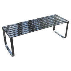 Milo Baughman for Thayer Coggin Chromed Steel Slat Bench