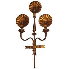 Giant Single Florentine Gilded Iron Wall Sconce