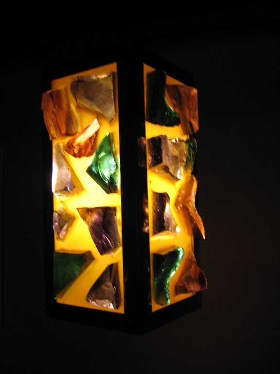 American Mid Century Modern Glass Chunk Hanging Light Fixture