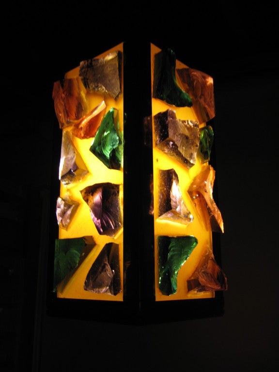 Mid-20th Century Mid Century Modern Glass Chunk Hanging Light Fixture