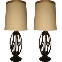 Dramatic Pair of Danish Modern Table Lamps