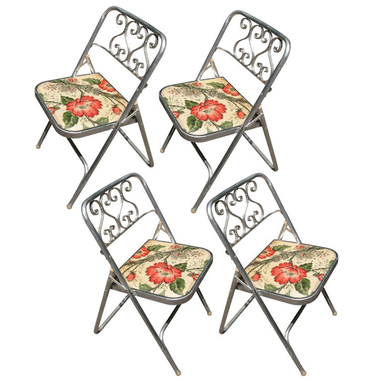 Bunting Aluminum Set of Four Outdoor Folding Chairs