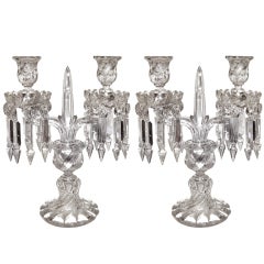 Magnificent Pair of Signed Baccarat Crystal Candelabra