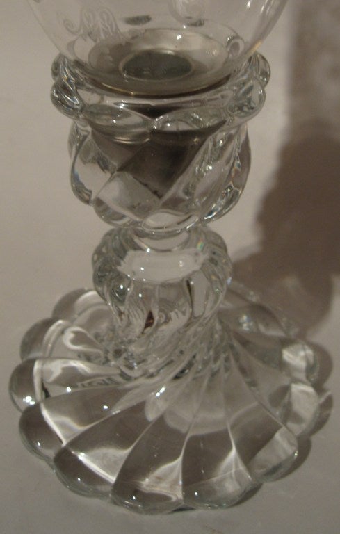 Mid-20th Century Pair of Baccarat Crystal Candlesticks With Hurricanes