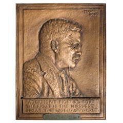 Theodore Roosevelt Patinated Iron Plaque by James Earle Fraser