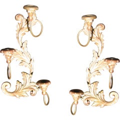 Palladio Pair of Gilded Wood Candle Sconces