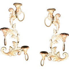Palladio Pair of Gilded Wood Candle Sconces