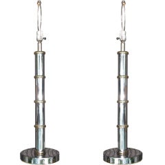Pair of Chrome and Brass Table Lamps