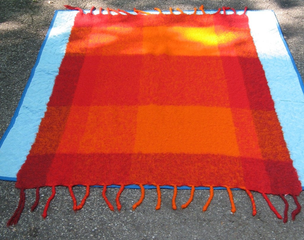 Mid-20th Century Lena Rewell of Finland Wool Afghan or Throw