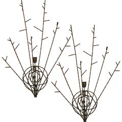 Superb Pair of Hand Wrought Iron Candle Sconces