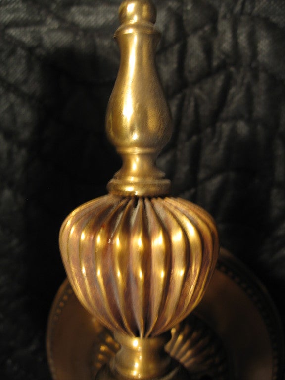Pair of Bronze Neoclassical Wall Sconces In Excellent Condition In Southfield, MI