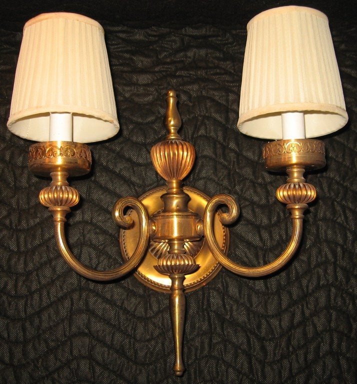 Mid-20th Century Pair of Bronze Neoclassical Wall Sconces