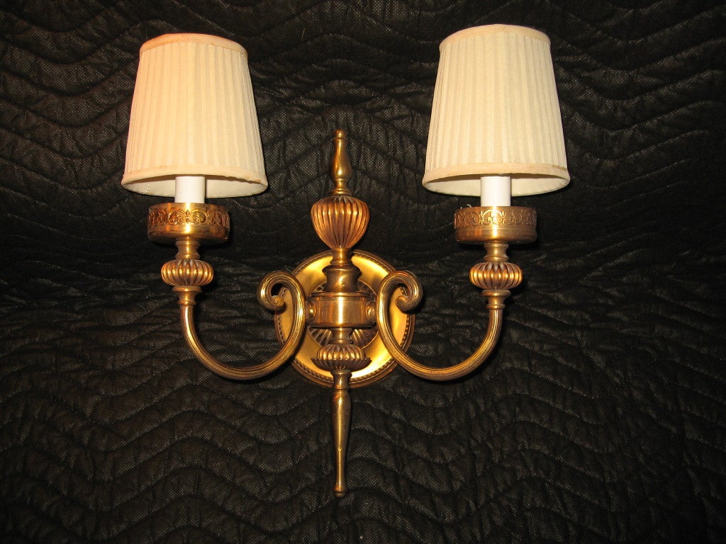 Pair of Bronze Neoclassical Wall Sconces 1