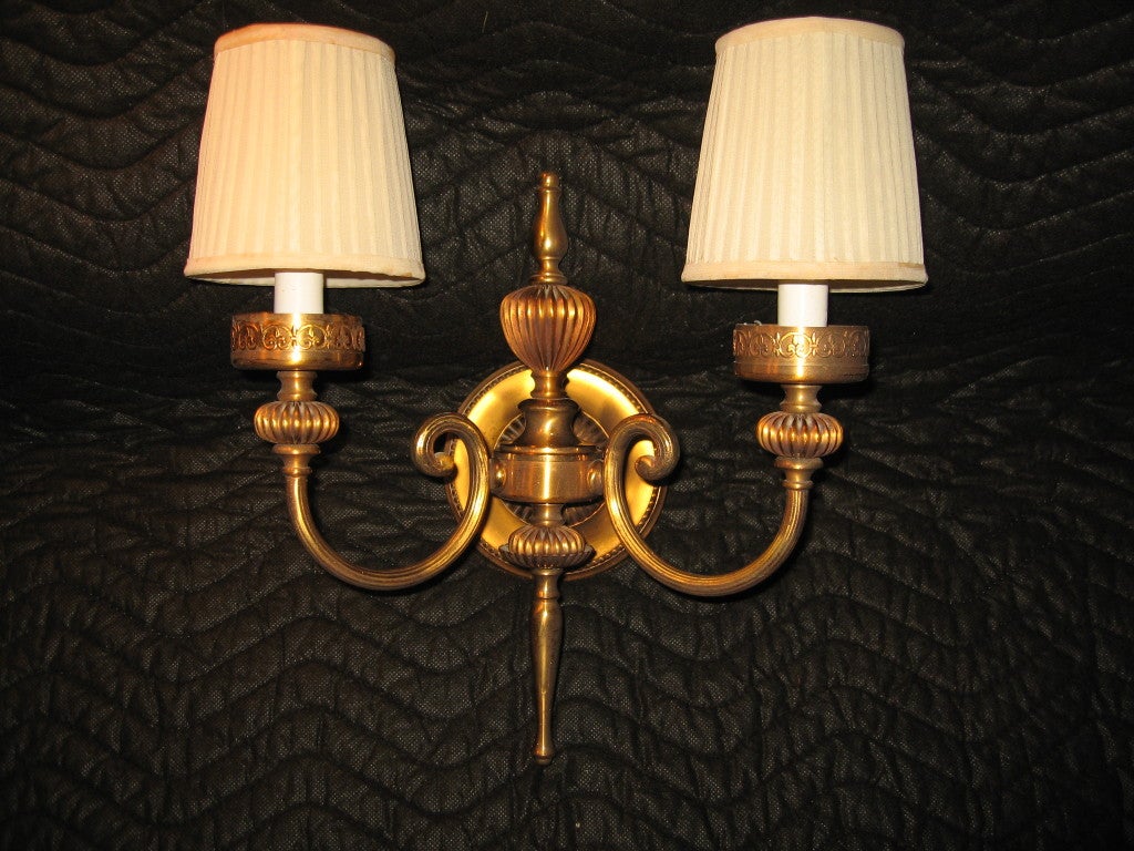 Pair of Bronze Neoclassical Wall Sconces 2