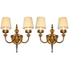Pair of Bronze Neoclassical Wall Sconces