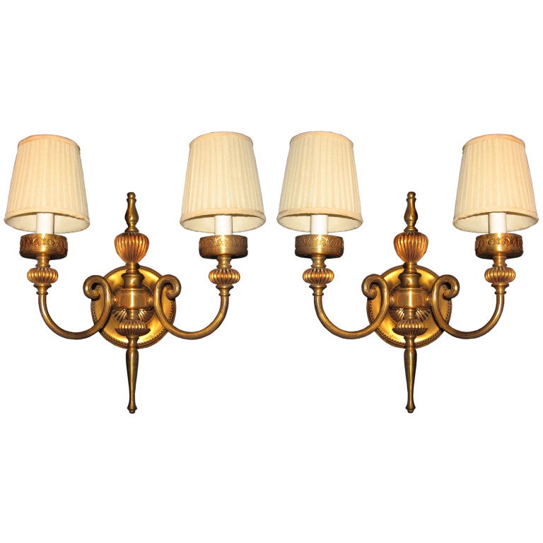 Pair of Bronze Neoclassical Wall Sconces