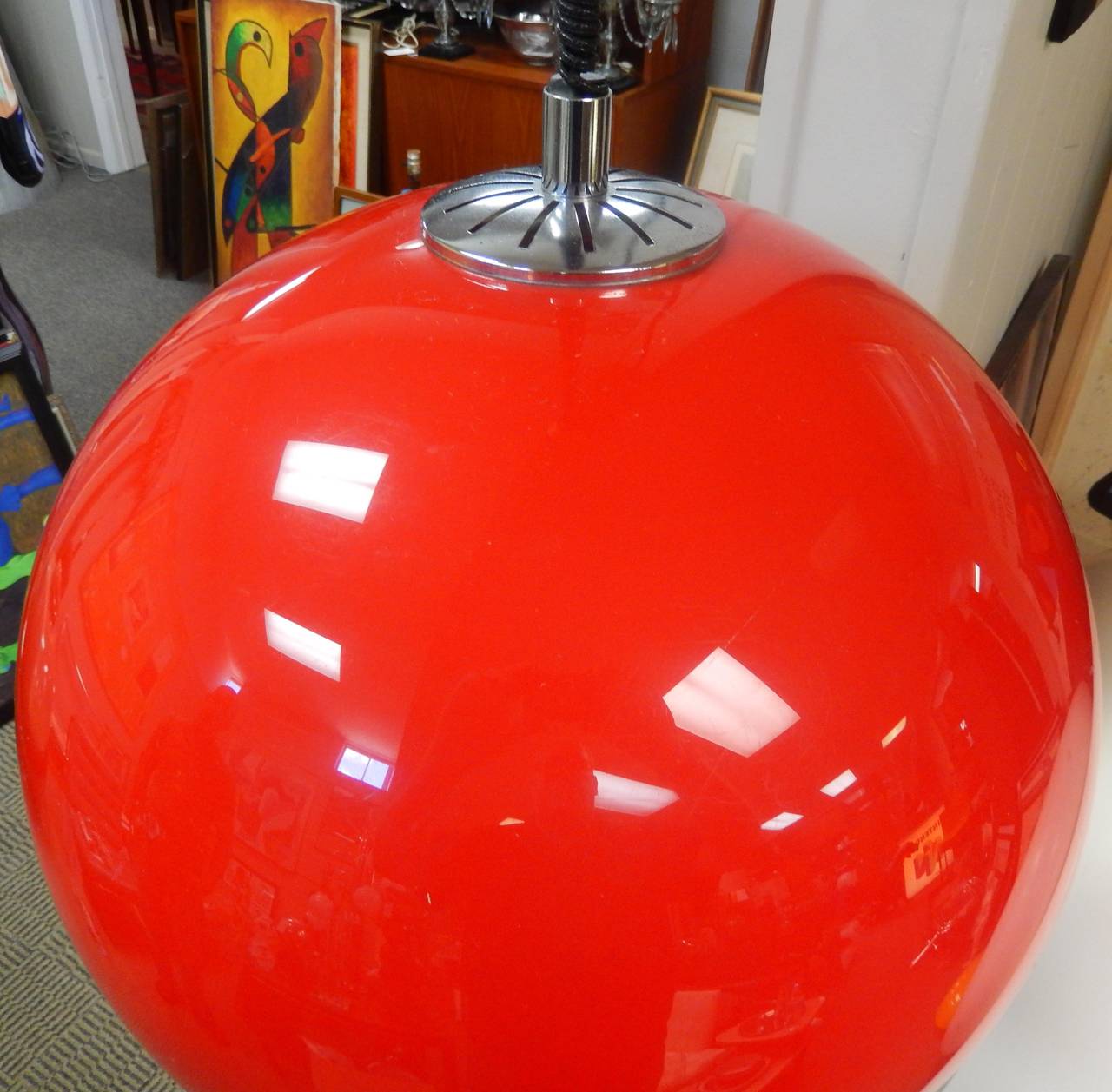 Mid-Century Modern Giannelli Red Acrylic Globe Light Pendant For Sale