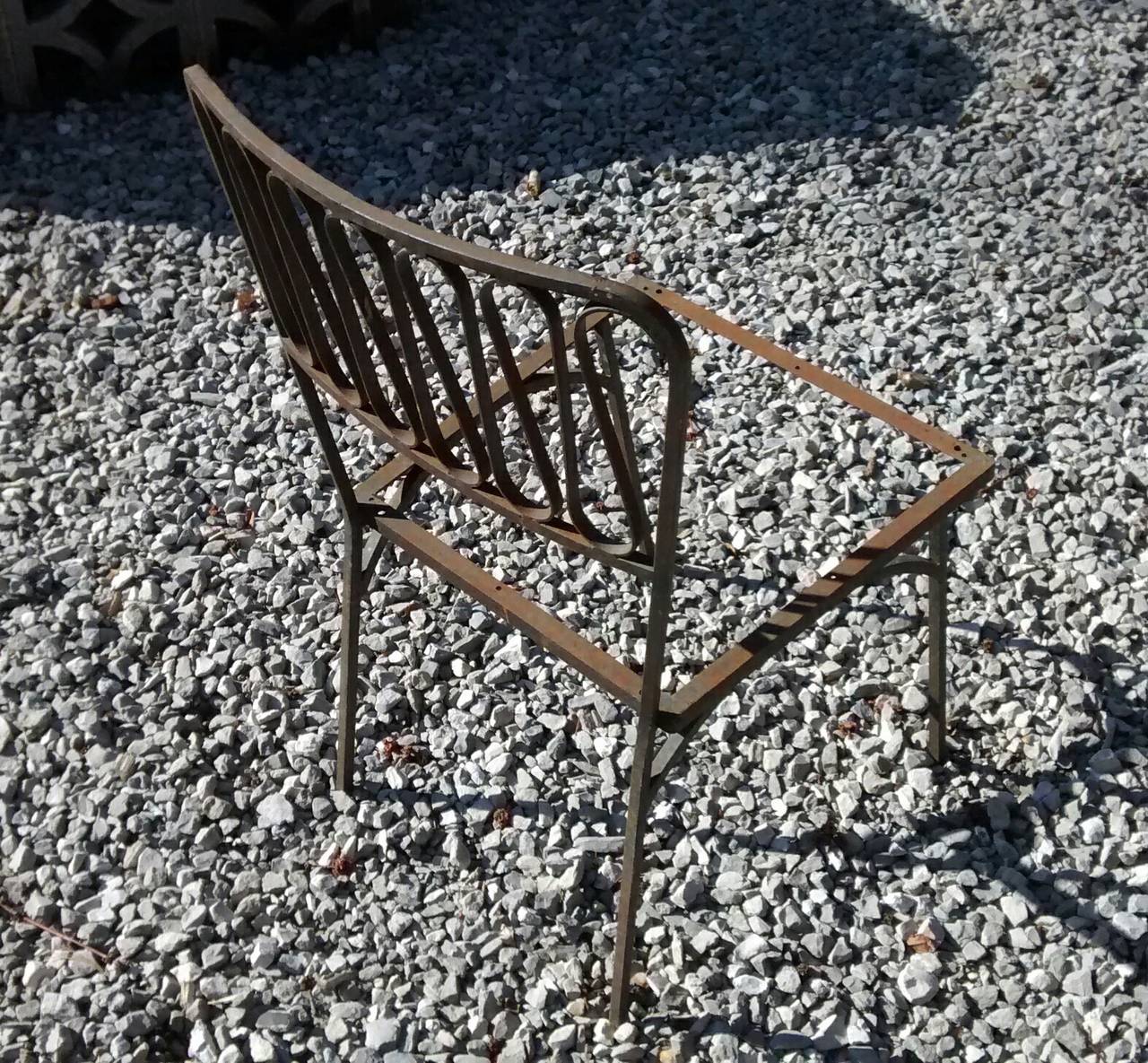 Mid-Century Modern Pair of Salterini Iron Outdoor Side Chairs For Sale