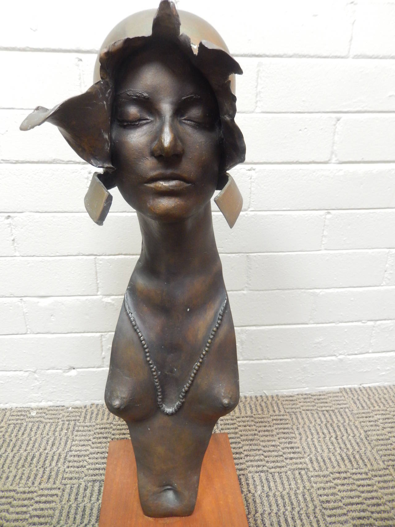 Modern William Ludwig Bronze Female Form Bust For Sale