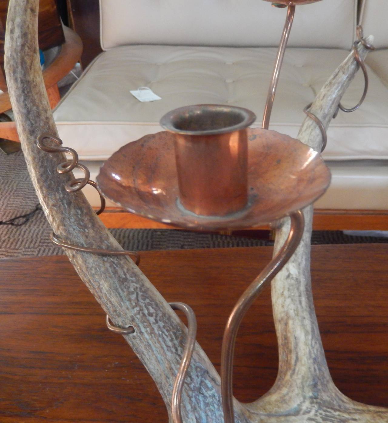 Ben Caldwell Horn and Copper Candelabra with Attendant Pieces For Sale 3