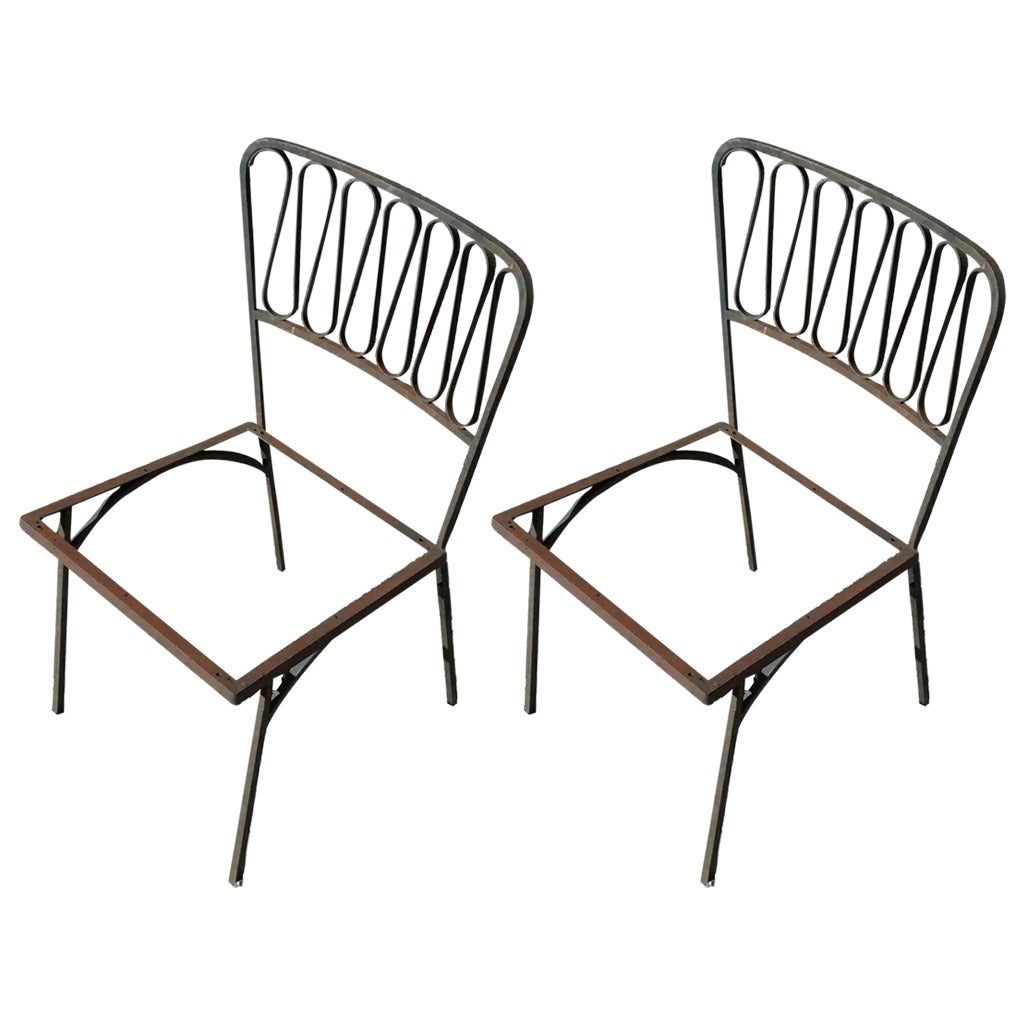 Pair of Salterini Iron Outdoor Side Chairs For Sale