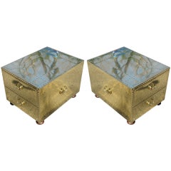 Pair of Sarreid Limited Campaign Style End Tables