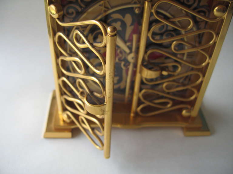 Exquisite Gubelin Swiss Carriage Clock In The Style of Poillerat In Excellent Condition In Southfield, MI