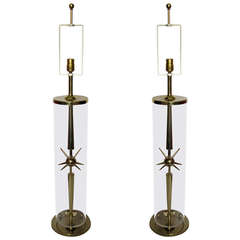 Monumental Pair of Mutual Sunset Sputnik Starburst Table Lamps