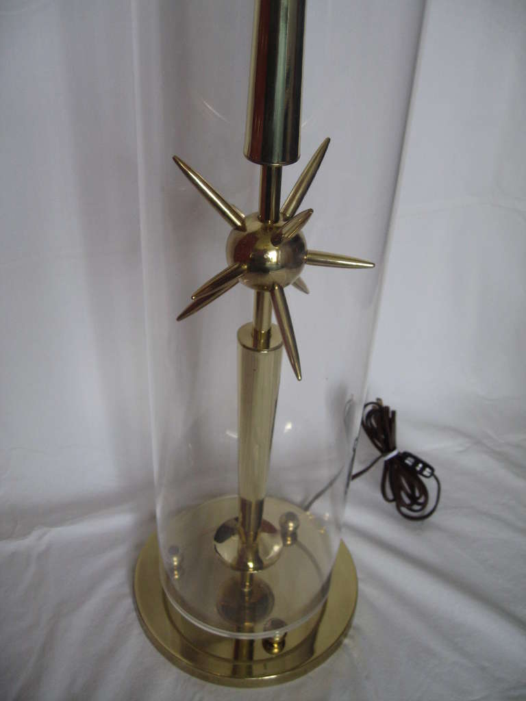 Brass Monumental Pair of Mutual Sunset Sputnik Starburst Table Lamps