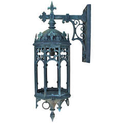 Large Antique Bronze Gothic Revival Lantern