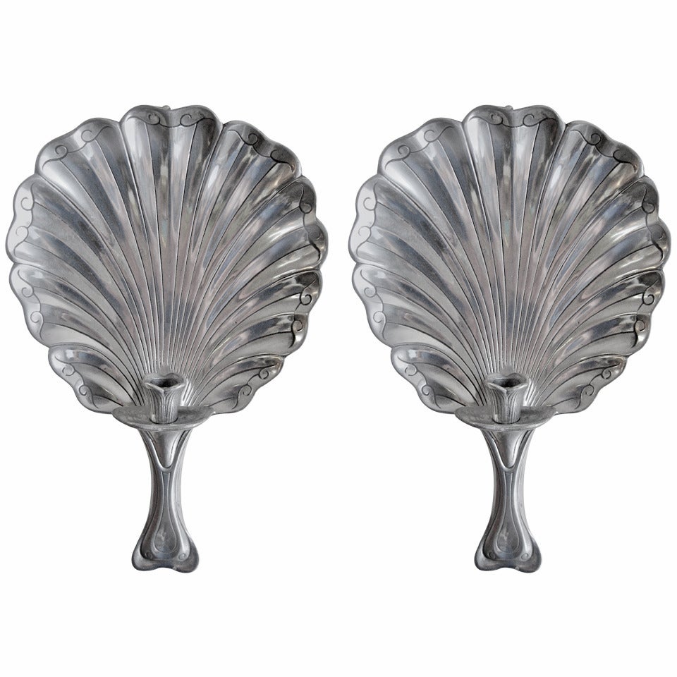 Pair of Arthur Court, Shell Form Wall Appliques or Candle Sconces