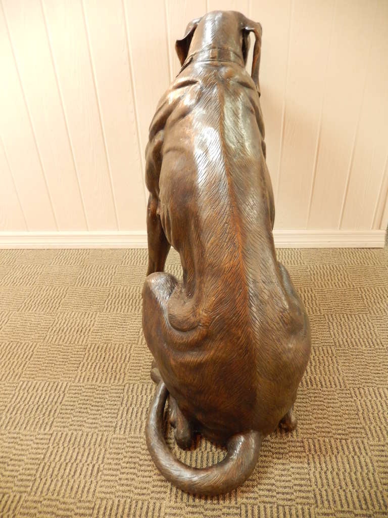 British Bronze Seated Great Dane Sculpture