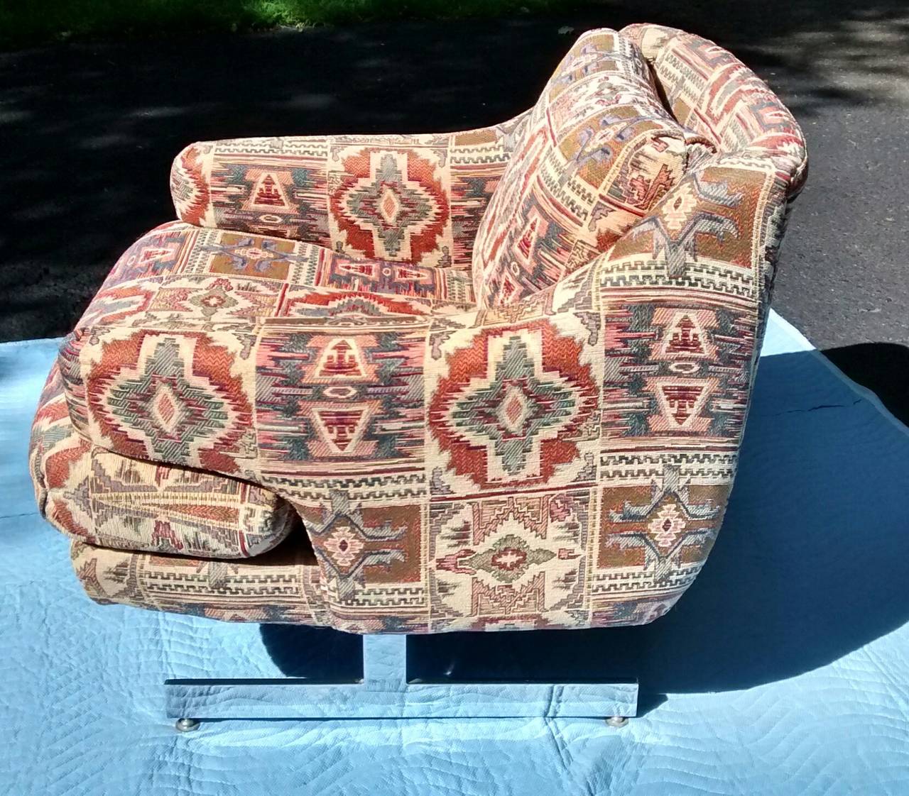 Mid-Century Modern Pair of Milo Baughman Chrome Lounge Chairs