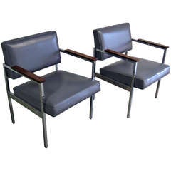 Pair of Steelcase Polished Chrome Armchairs