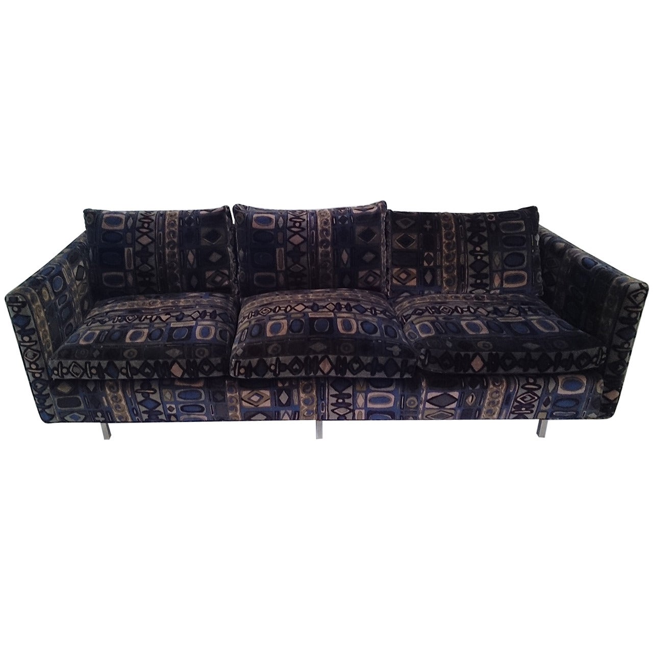 Milo Baughman Sofa With Original Jack Lenor Larsen Fabric For Sale