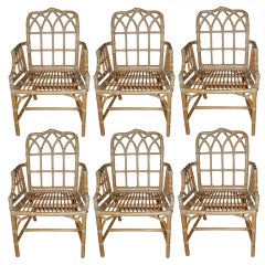 Set of Six McGuire Chippendale Style Bamboo Armchairs