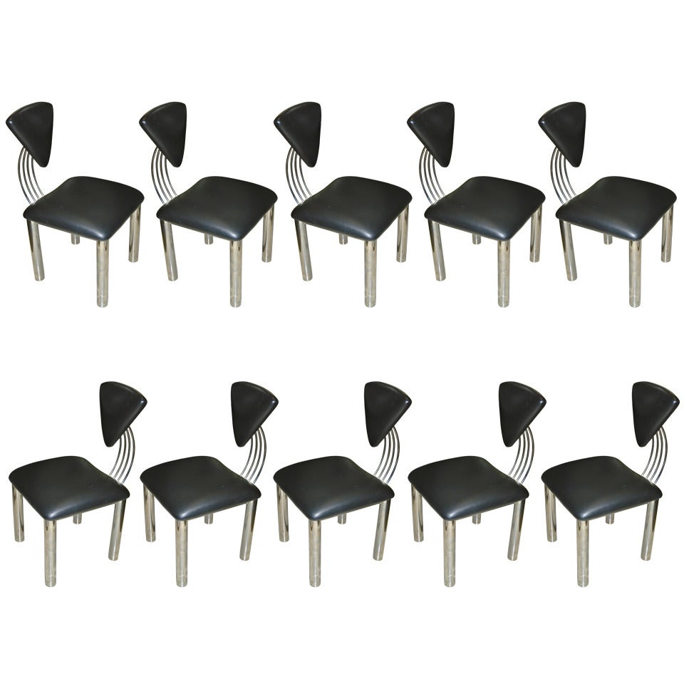 Great Set of 10 Sculptural Dining Chairs