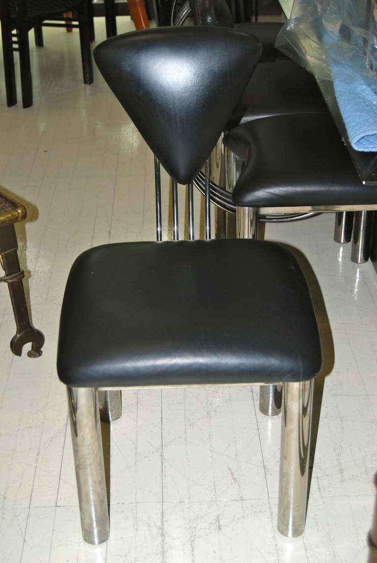 Steel Great Set of 10 Sculptural Dining Chairs