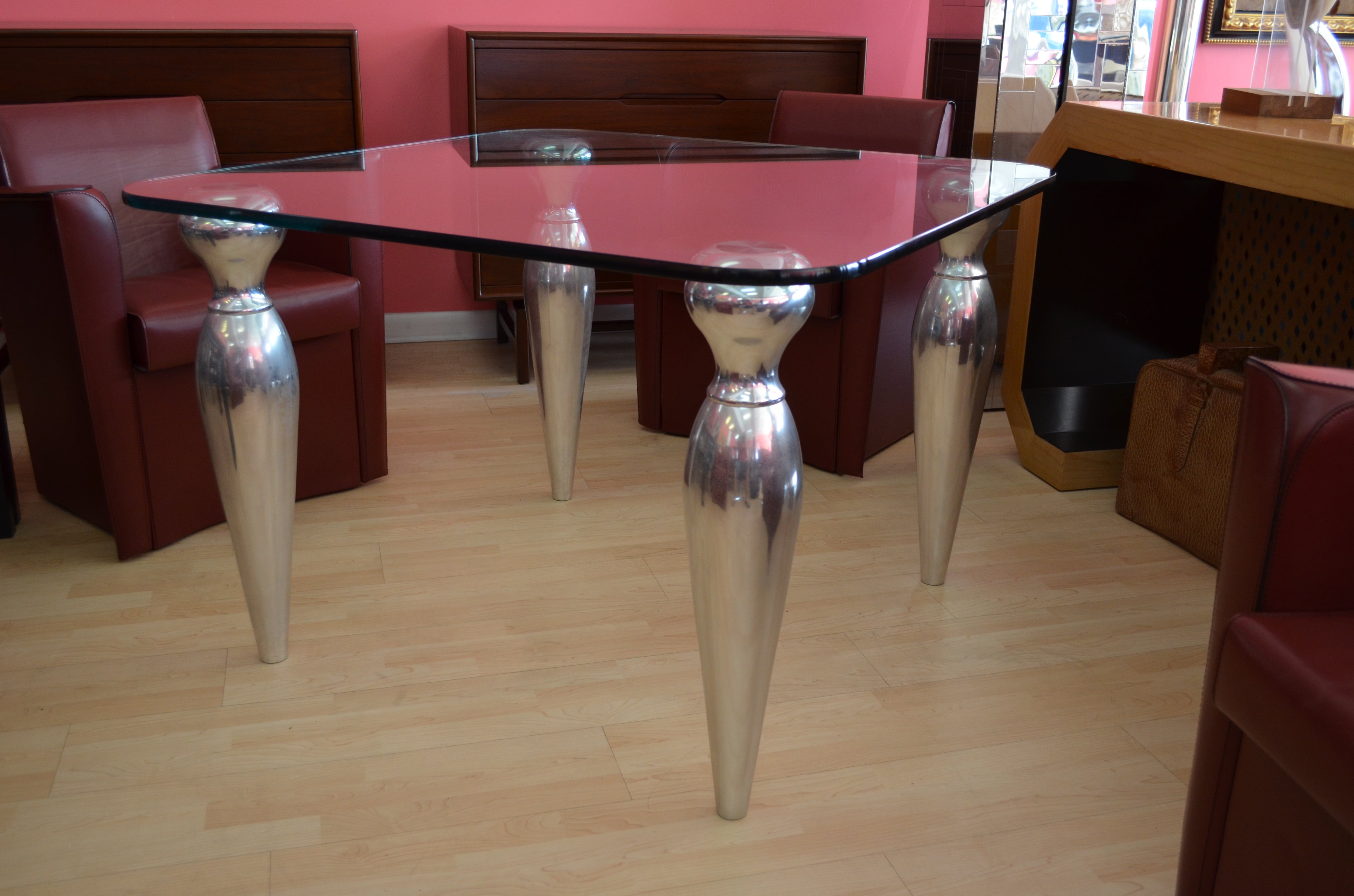 Polished Steel Breakfast or Game Table For Sale