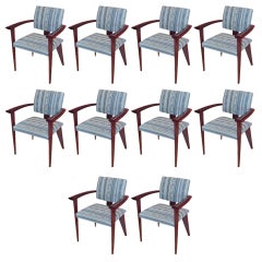 Sleek Set of 10 Italian Dining Chairs by Saporiti