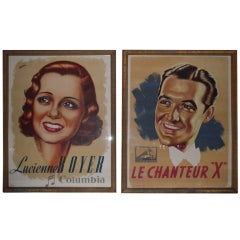 Vintage Original Pair of Large Scale French Framed Posters