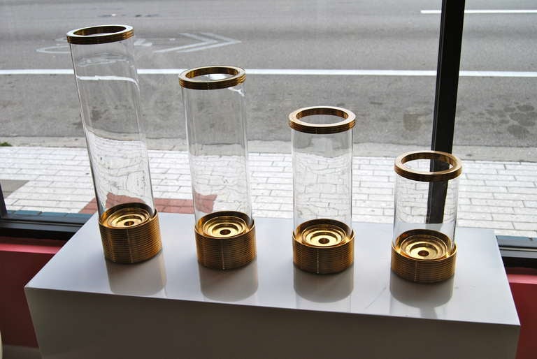 Stunning Set of Four Graduated Chapman Hurricane Shade Candle Holders