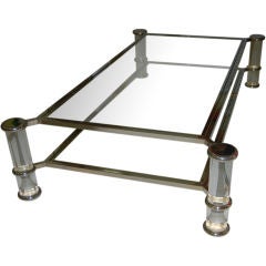 ELEGANT LUCITE AND CHROME COFFEE TABLE