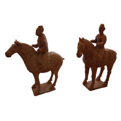 Antique PAIR OF CHINESE TANG DYNASTY HORSE AND RIDER