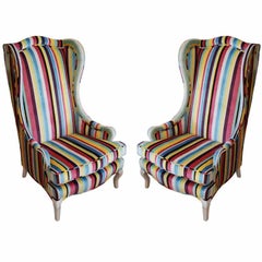 Superb Pair Of Wingback Chairs