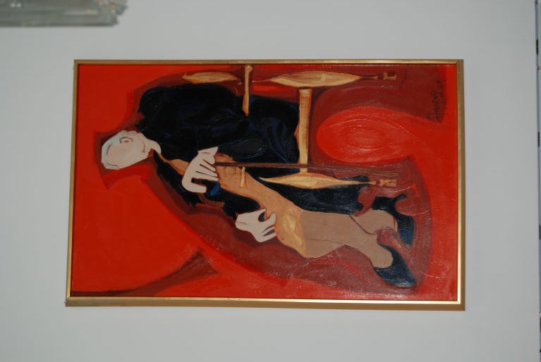 INTERESTING ABSTRACT MODERNISTIC OIL PAINTING BY AMOROSA