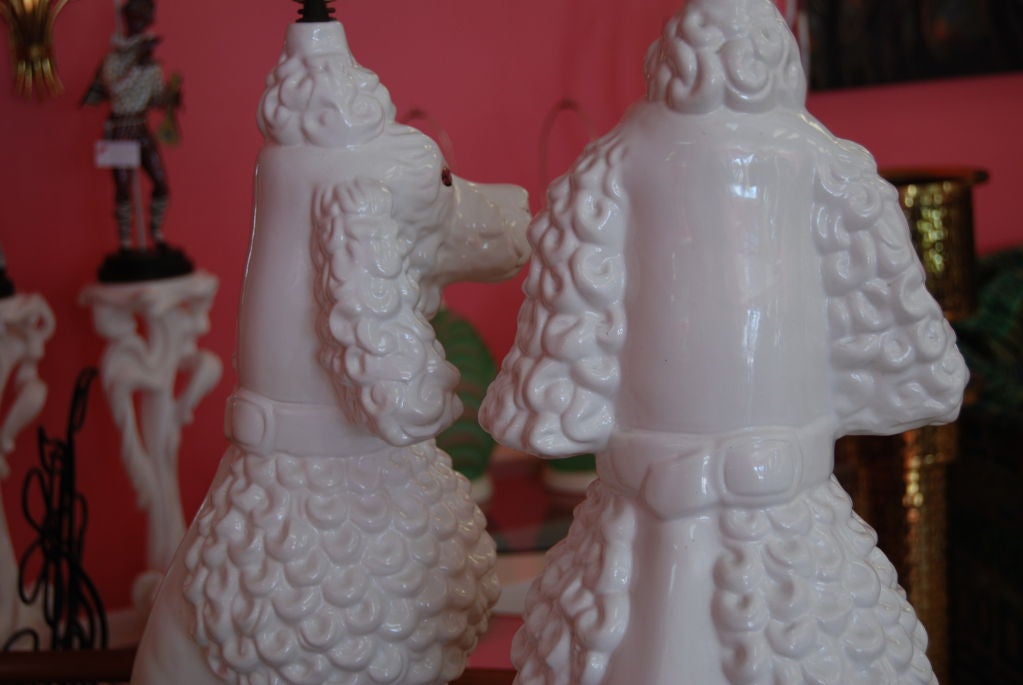 Ceramic WHIMSICAL PAIR OF POODLE LAMPS