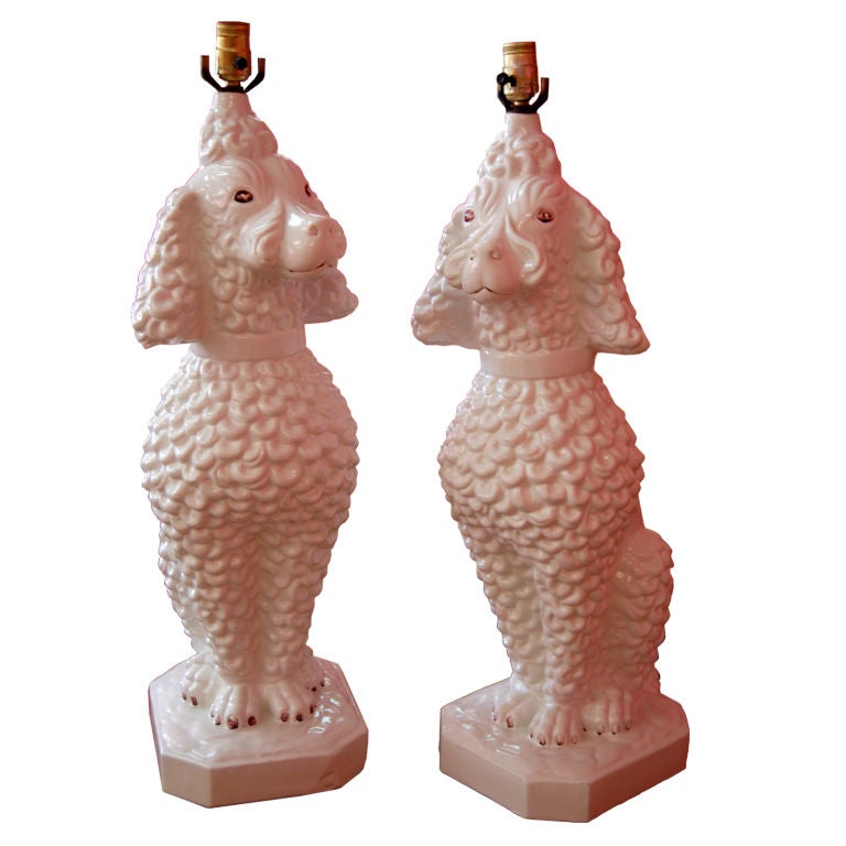 WHIMSICAL PAIR OF POODLE LAMPS