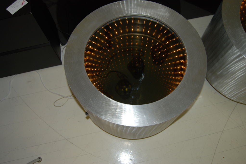 American SUPER FUN! PAIR OF INFINITY MIRROR SIDE TABLES