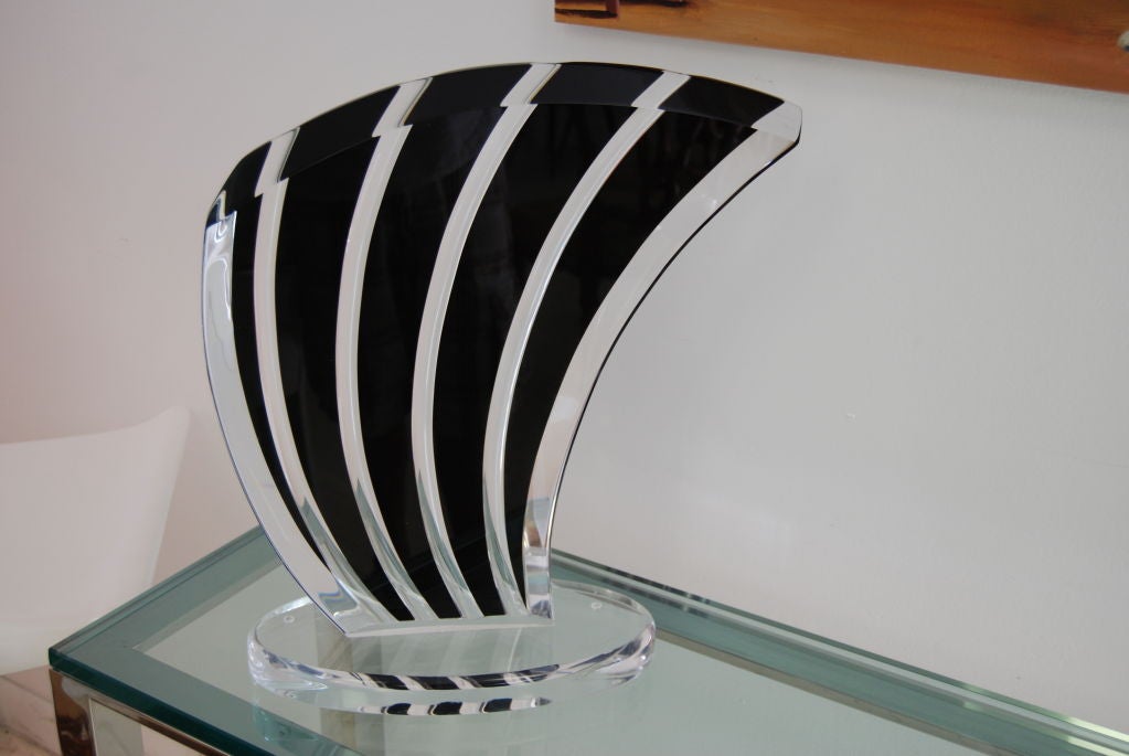 Impressive signed abstract lucite table top  sculpture  executed in 2000 by  Muniz.